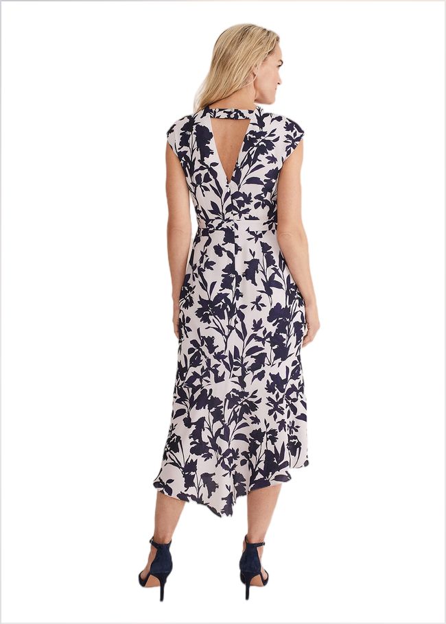  Willow Floral Cowl Neck Midi Dress Latte/Multi 221432817