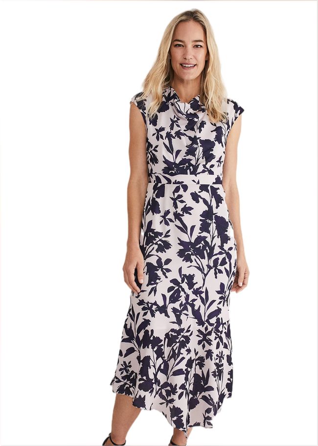  Willow Floral Cowl Neck Midi Dress Latte/Multi 221432817