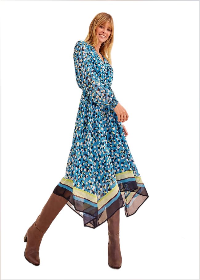  Juno Border Hem Midi Dress Blue/Multi 221442380