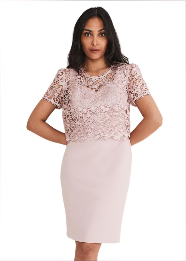  Petite Isabella Lace Midi Dress Antique Rose 221443840