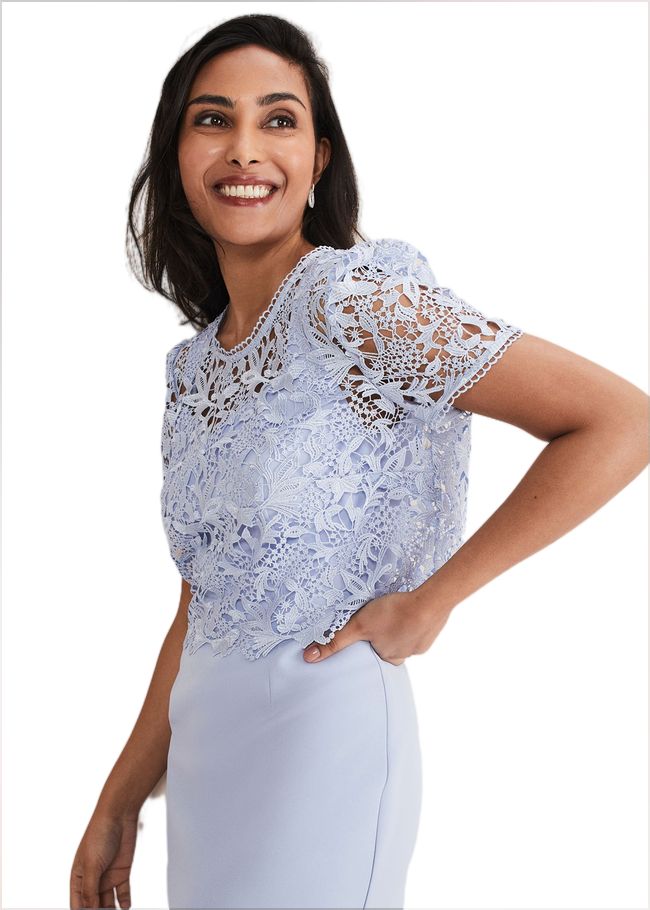  Petite Isabella Lace Midi Dress Light Cornflower 221444396