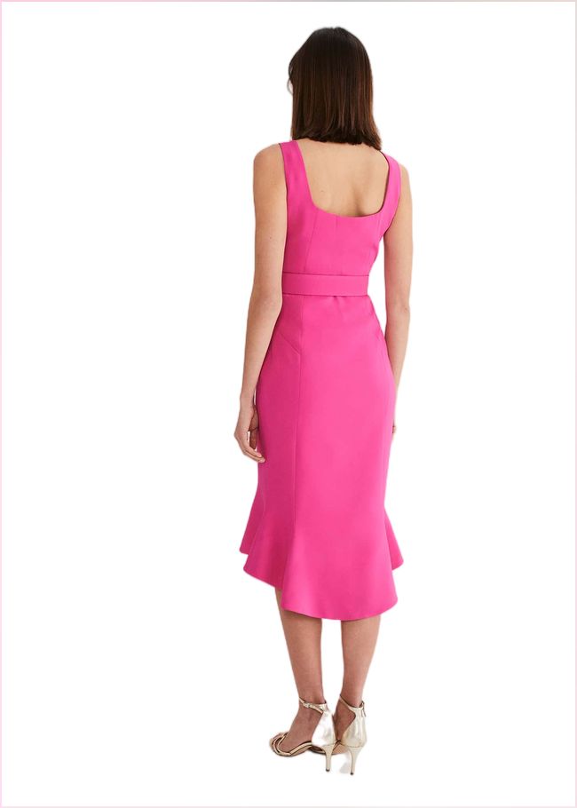  Adria Pink Fitted Midi Dress Hot Pink 221445694