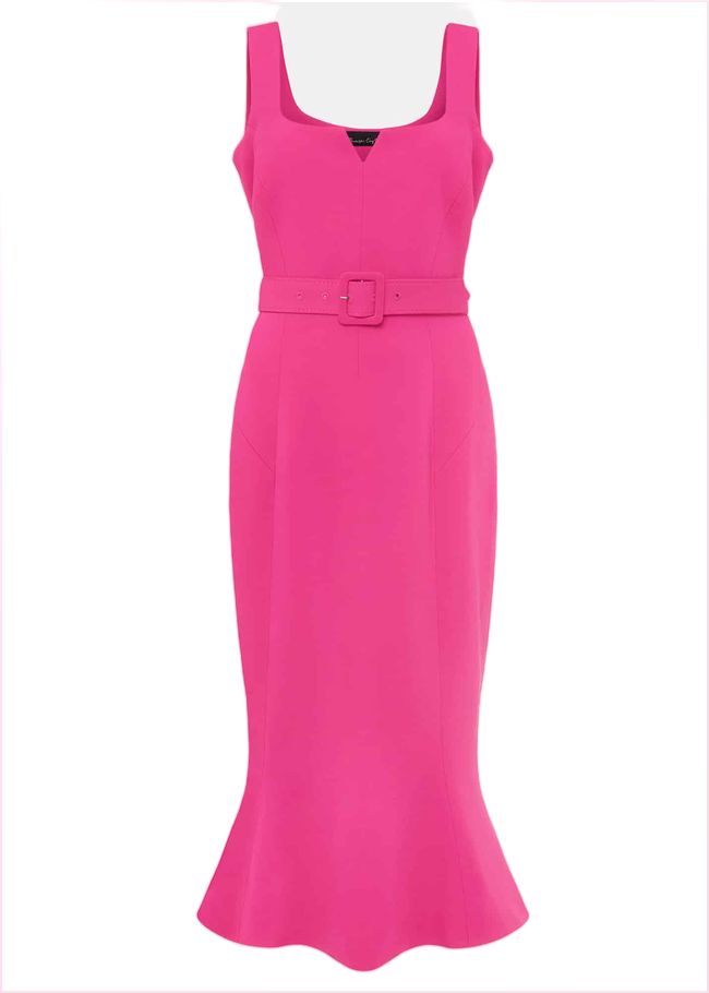  Adria Pink Fitted Midi Dress Hot Pink 221445694