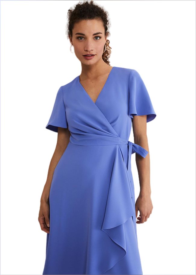  Julissa Ruffle Wrap Midi Dress Foxglove Blue 221446418