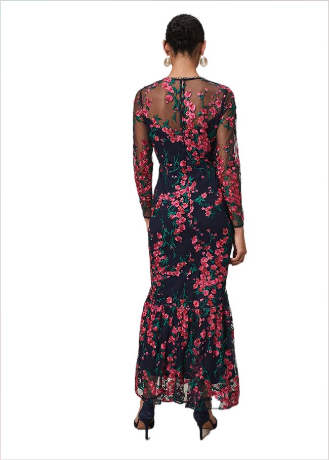  Trisha Embroidered Maxi Dress Navy/Pink 221452281