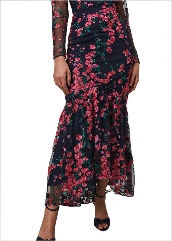  Trisha Embroidered Maxi Dress Navy/Pink 221452281