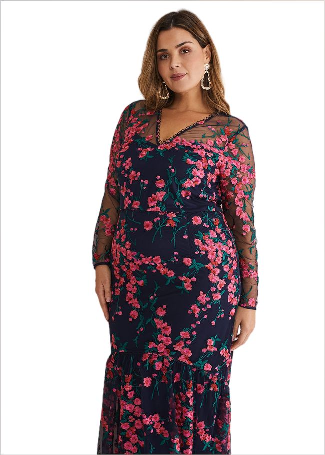  Trisha Embroidered Maxi Dress Navy/Pink 221452281