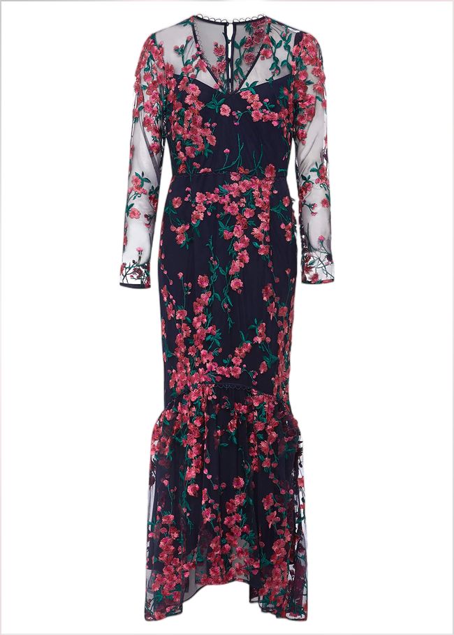  Trisha Embroidered Maxi Dress Navy/Pink 221452281