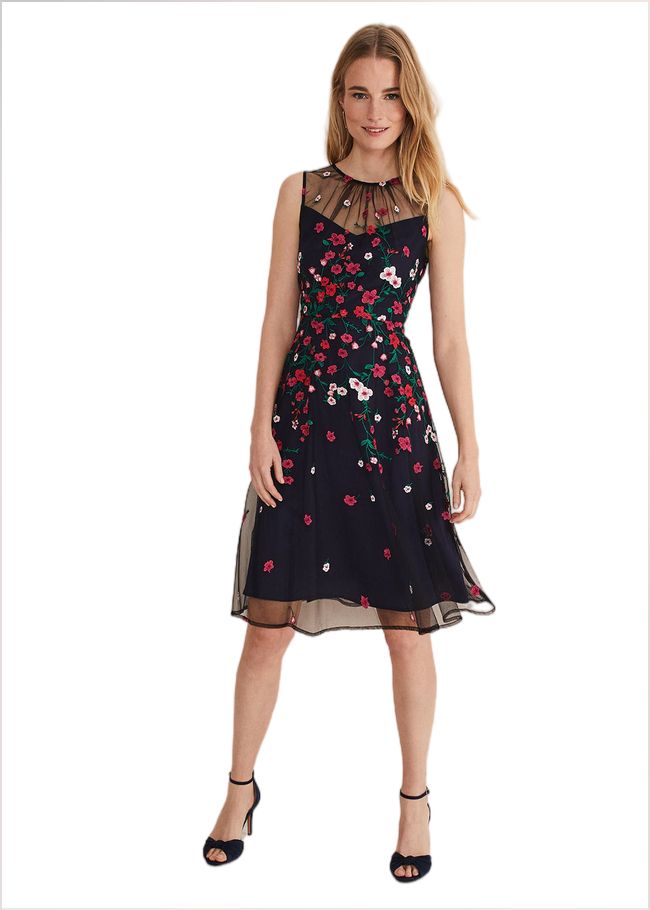  Sloane Mesh Ditsy Floral Dress Navy/Multi 221454493