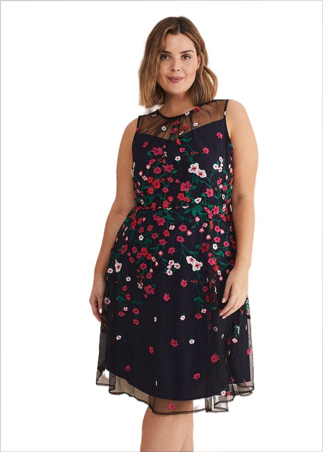  Sloane Mesh Ditsy Floral Dress Navy/Multi 221454493