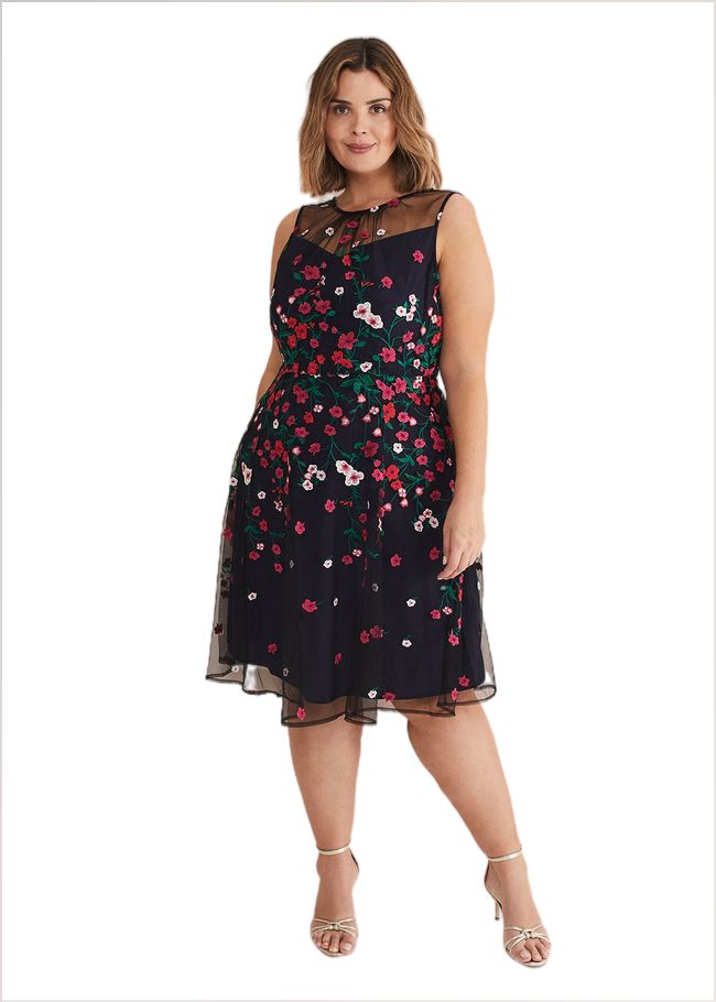  Sloane Mesh Ditsy Floral Dress Navy/Multi 221454493