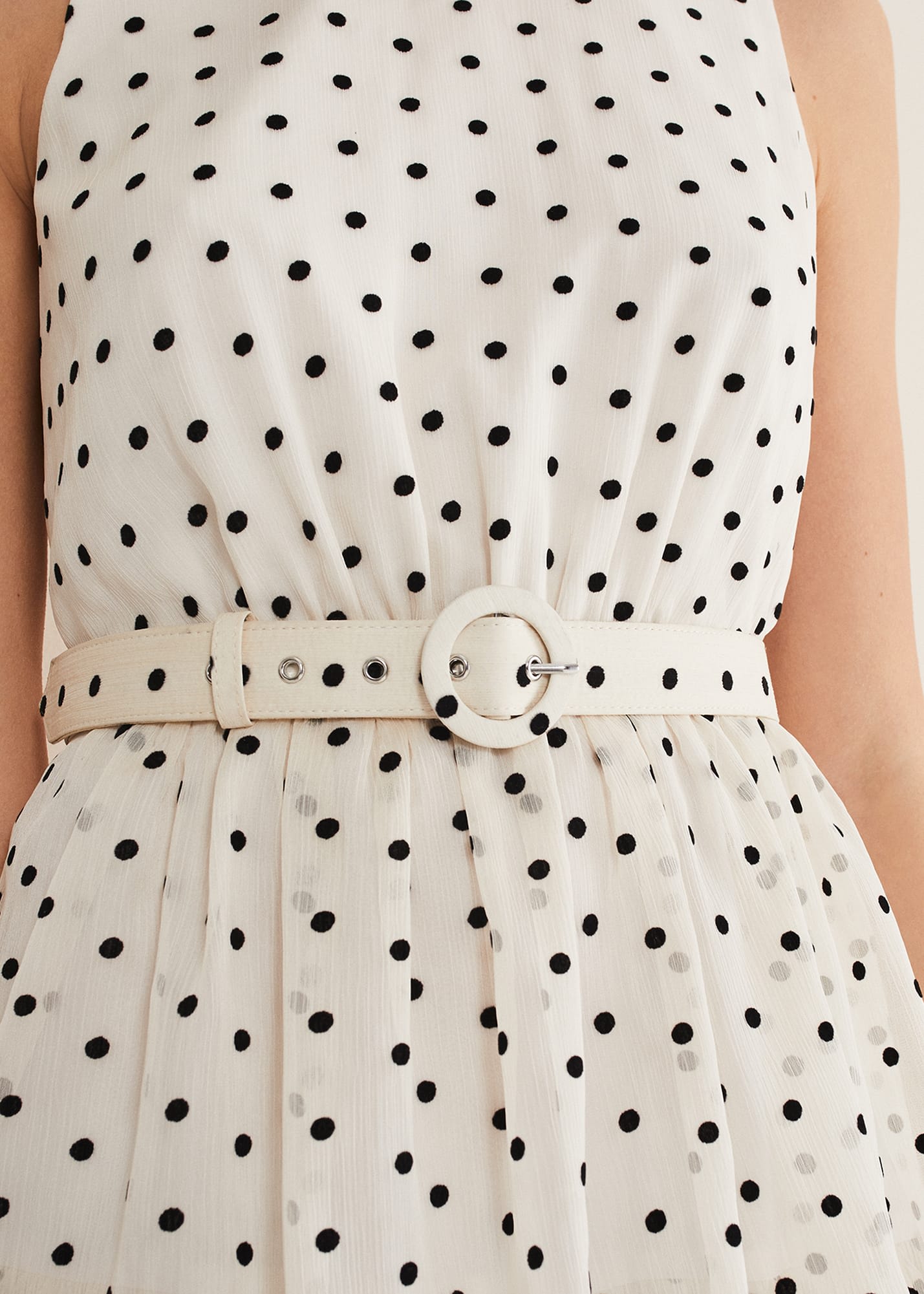  Rita Polka Dot Ruffle Midi Dress Black/White 221455725