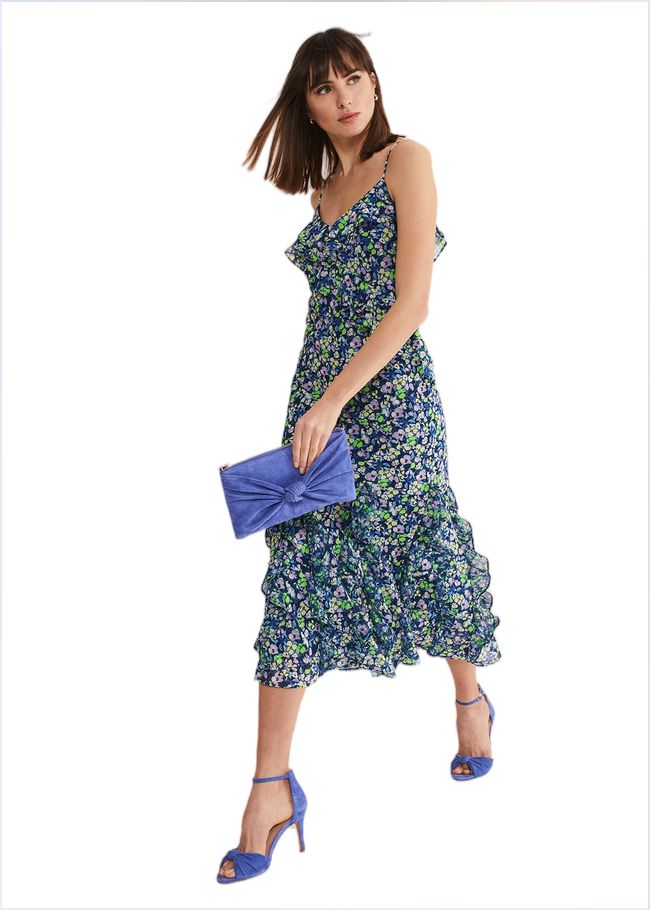  Catira Floral Ruffle Midaxi Dress Navy/Multi 221459493