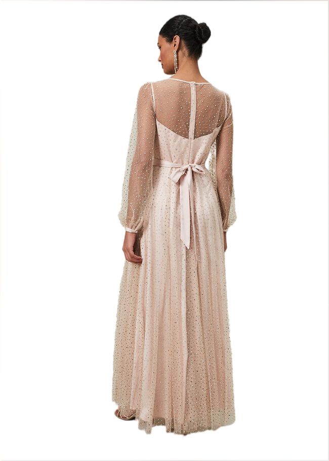  Ashley Embellished Sheer Maxi Dress Champagne 221460552