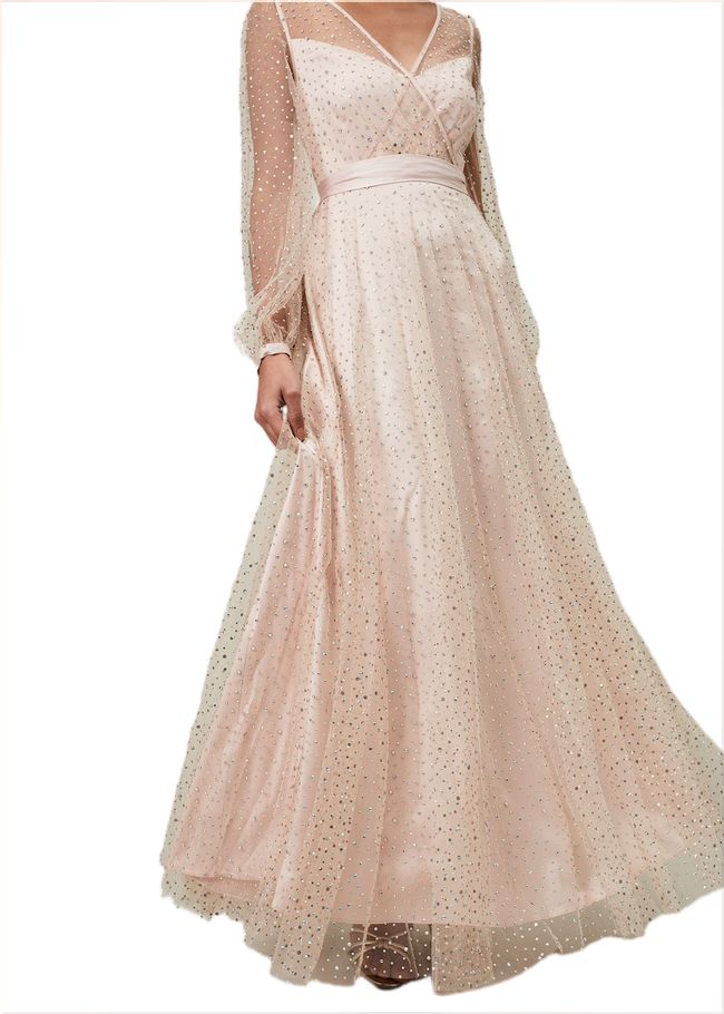  Ashley Embellished Sheer Maxi Dress Champagne 221460552