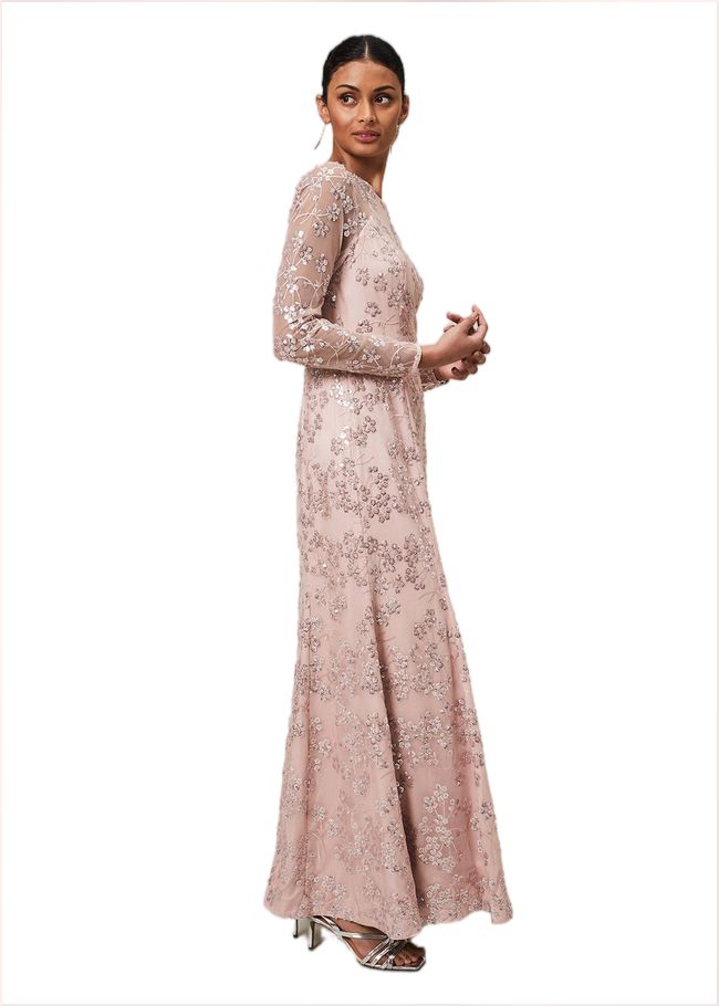  Natalya Sequin Floral Maxi Dress Pink 221461300