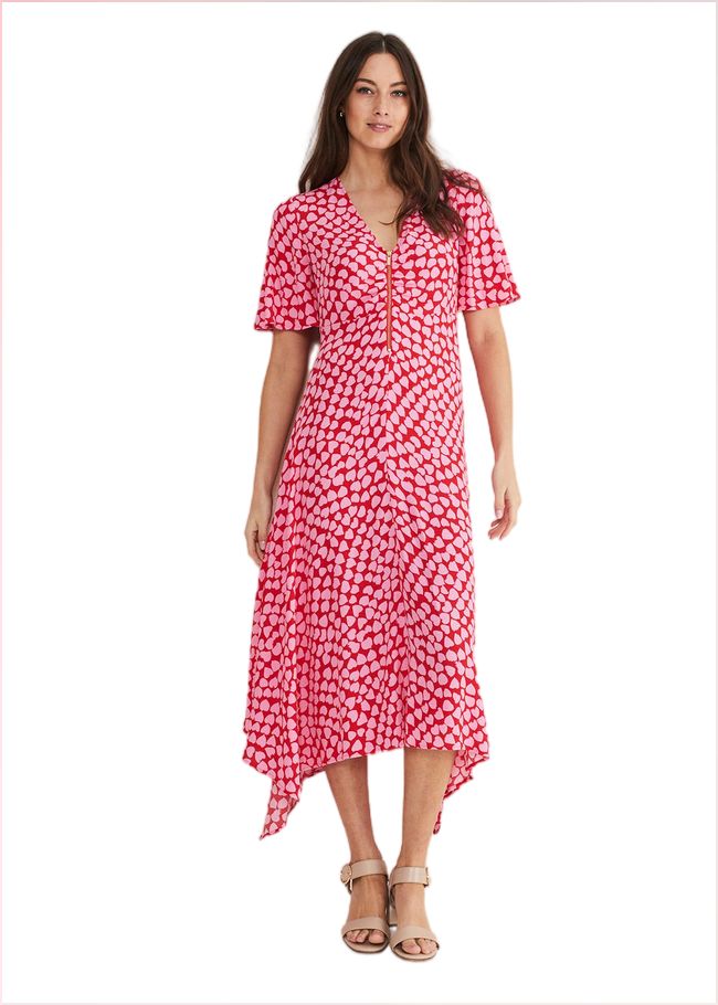  Darcie Heart Midi Dress Pink/Red 221465639