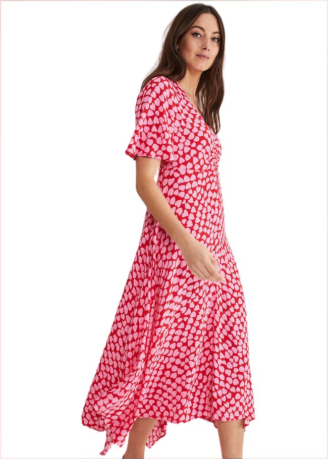  Darcie Heart Midi Dress Pink/Red 221465639