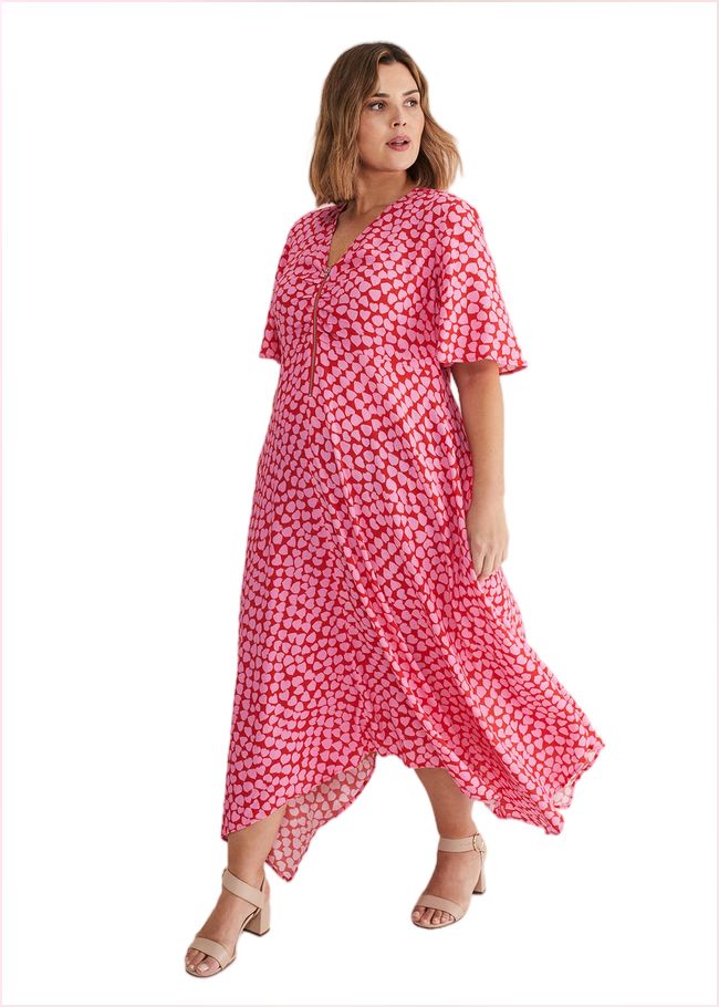  Darcie Heart Midi Dress Pink/Red 221465639