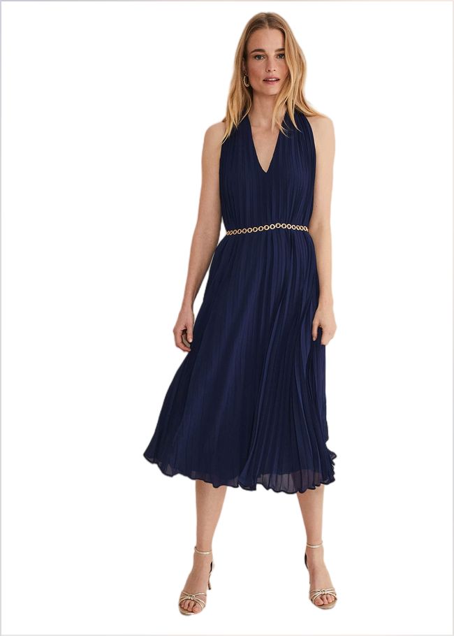  Tabitha Pleated Midi Dress French Navy 221467629