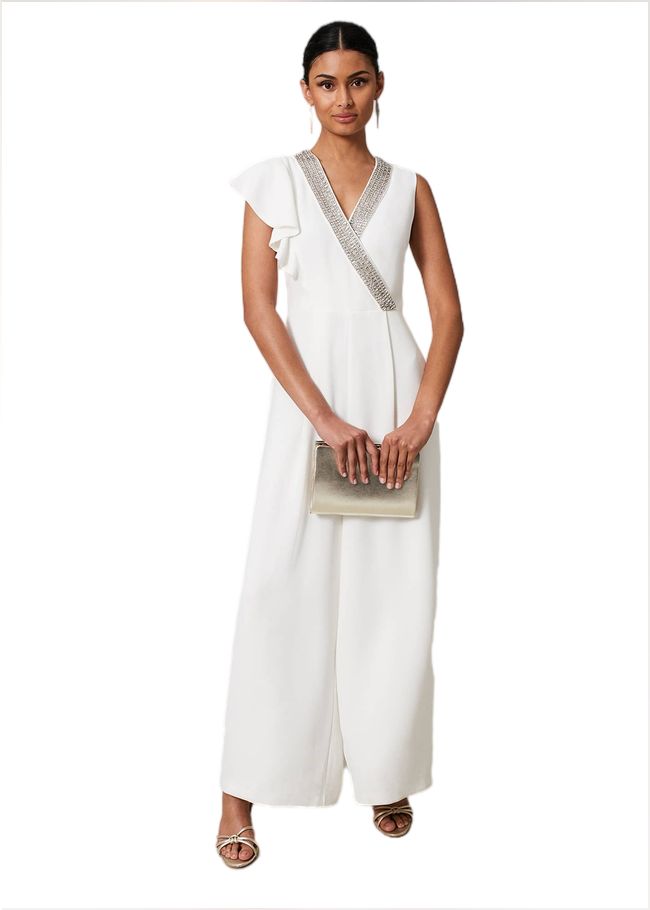  Alexis White Beaded Jumpsuit White 221468055