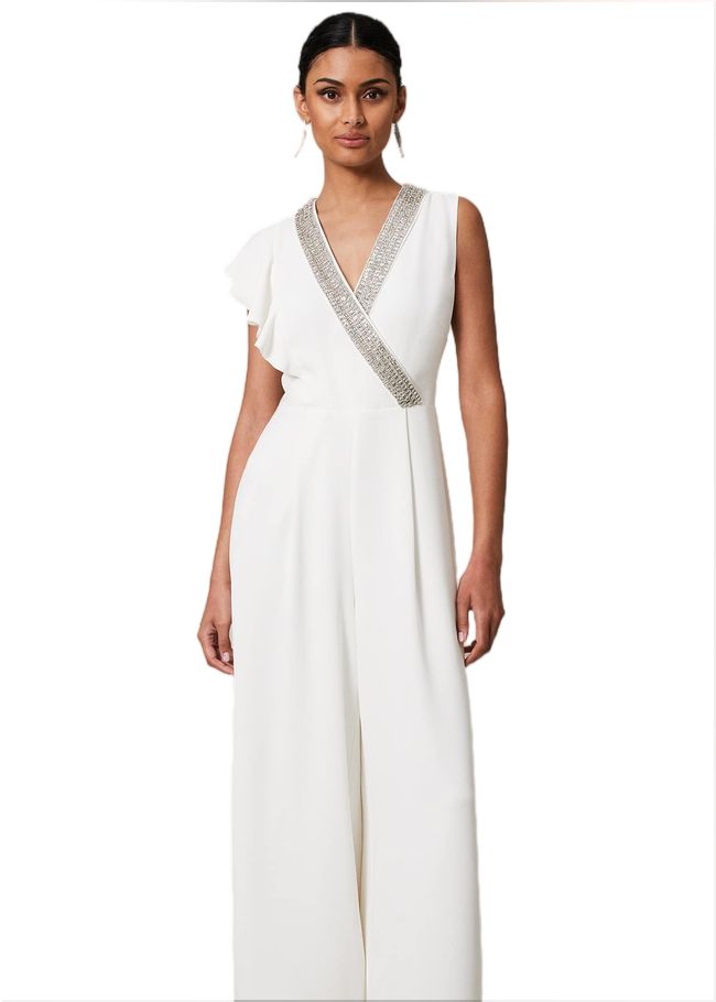  Alexis White Beaded Jumpsuit White 221468055