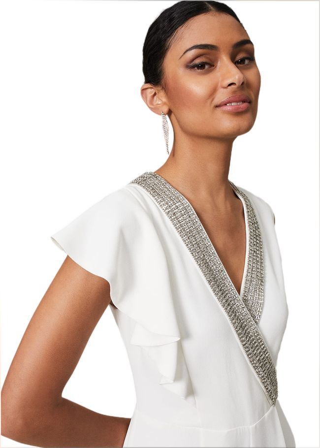  Alexis White Beaded Jumpsuit White 221468055