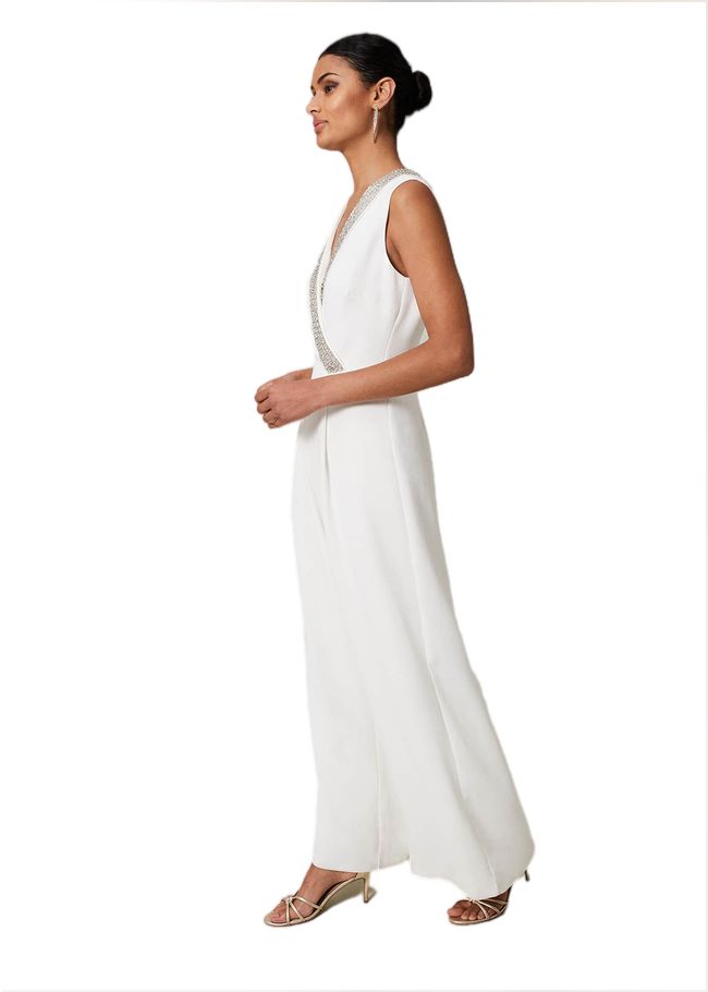  Alexis White Beaded Jumpsuit White 221468055