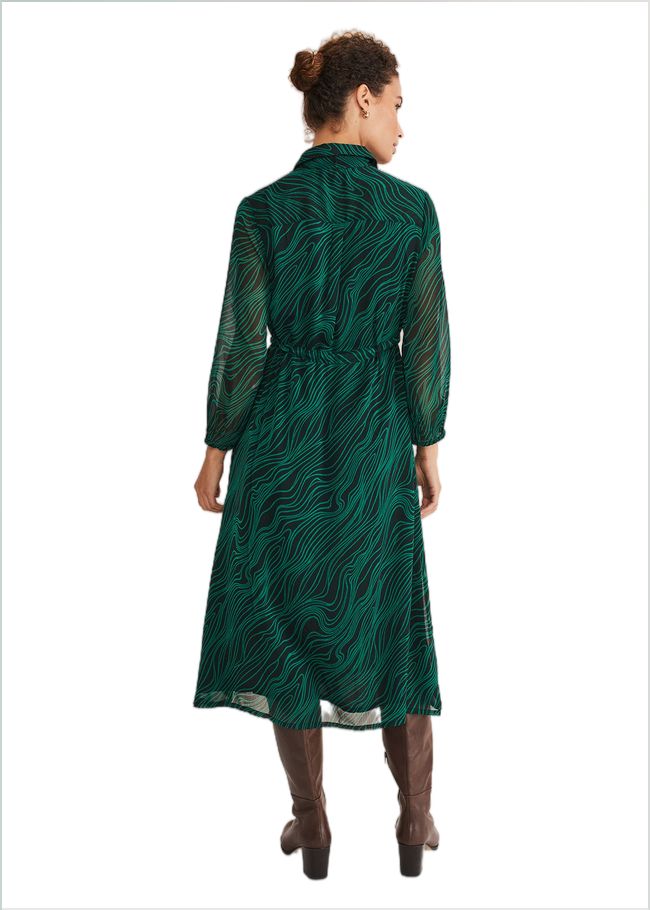  Tana Swirl Chiffon Midi Dress Dark Green/Light Green 221472446