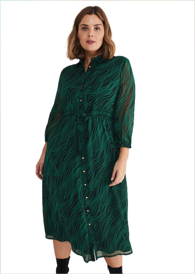  Tana Swirl Chiffon Midi Dress Dark Green/Light Green 221472446