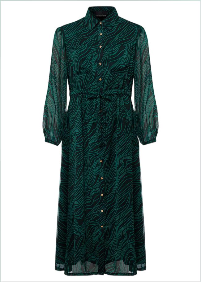  Tana Swirl Chiffon Midi Dress Dark Green/Light Green 221472446