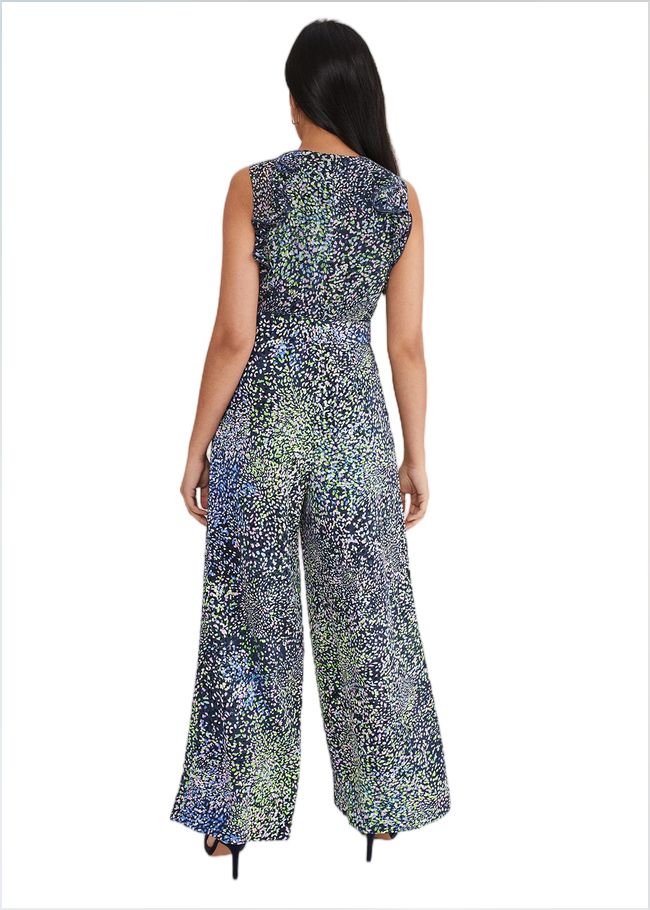  Petite Maggie Ruffle Printed Jumpsuit Navy Multi 221482466