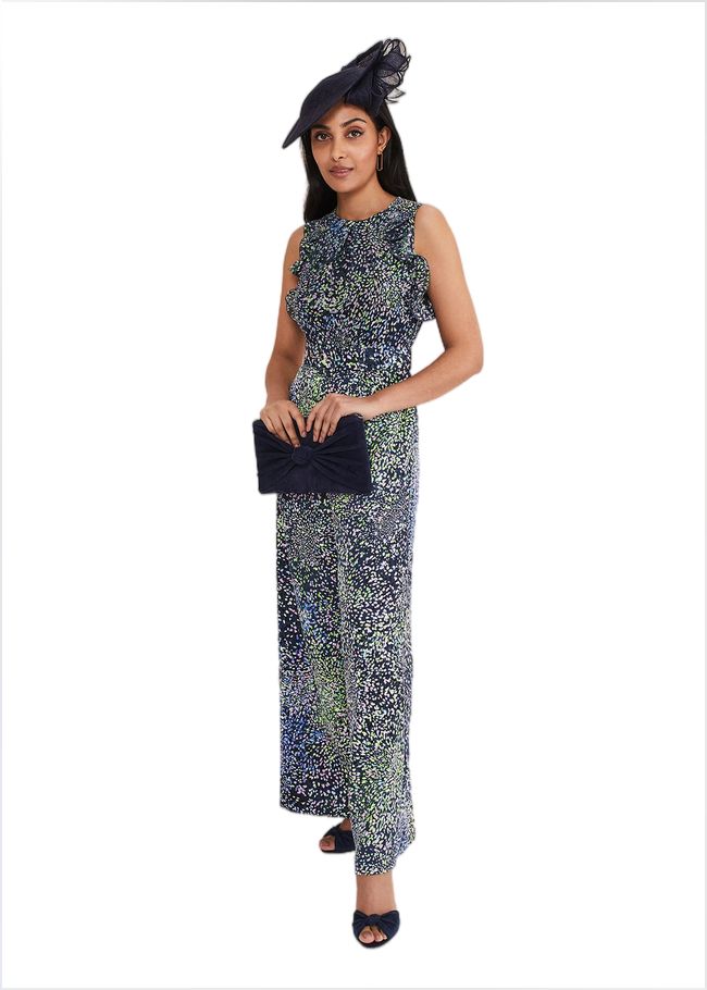  Petite Maggie Ruffle Printed Jumpsuit Navy Multi 221482466