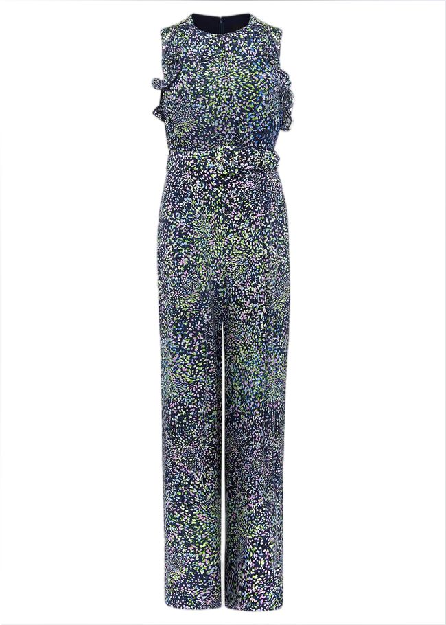  Petite Maggie Ruffle Printed Jumpsuit Navy Multi 221482466