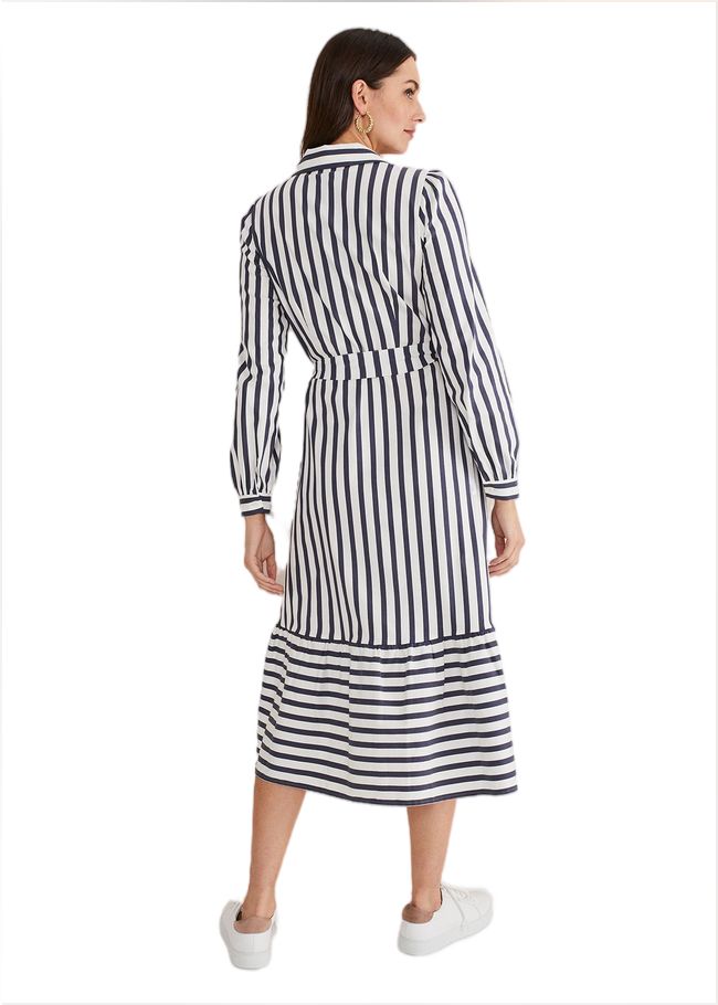  Henley Striped Midaxi Dress Navy/Ivory 221486287