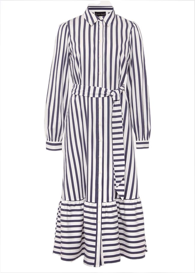  Henley Striped Midaxi Dress Navy/Ivory 221486287