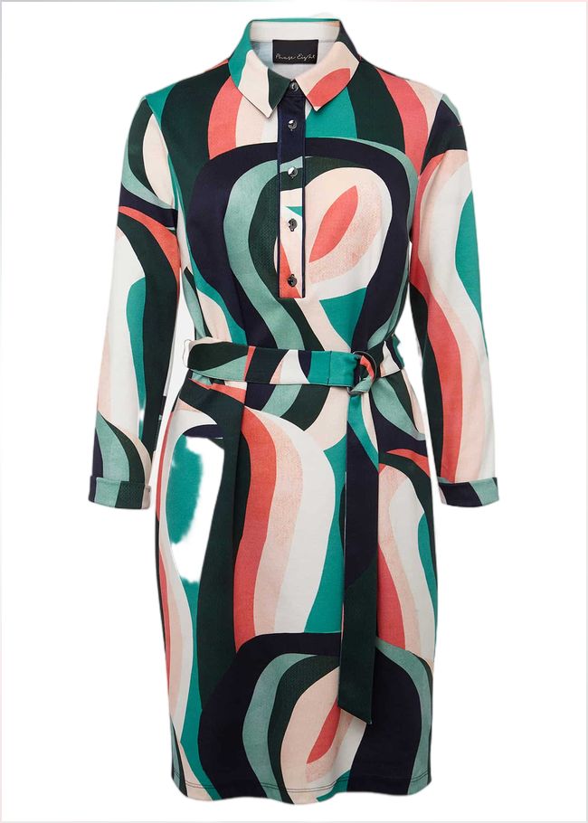  Beth Swirl Belted Shift Dress Green/Multi 221487946