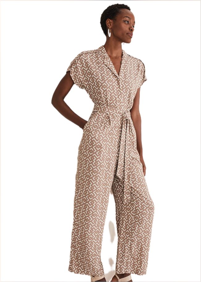  Paige Abstract Wide Leg Jumpsuit Stone/Ivory 221488365