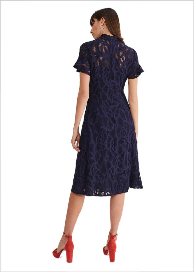  Lulu Lace Midi Dress Navy 221491351