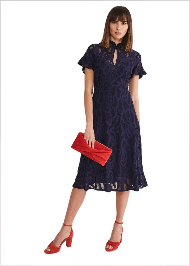  Lulu Lace Midi Dress Navy 221491351