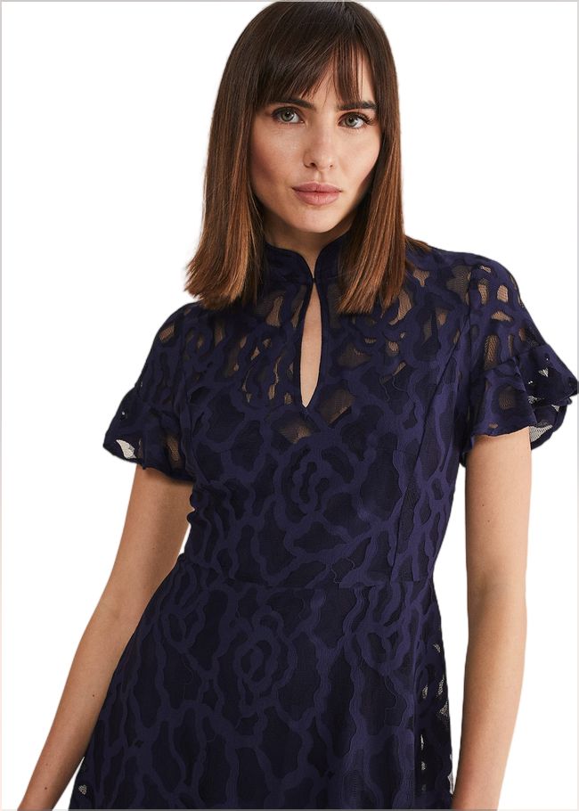  Lulu Lace Midi Dress Navy 221491351