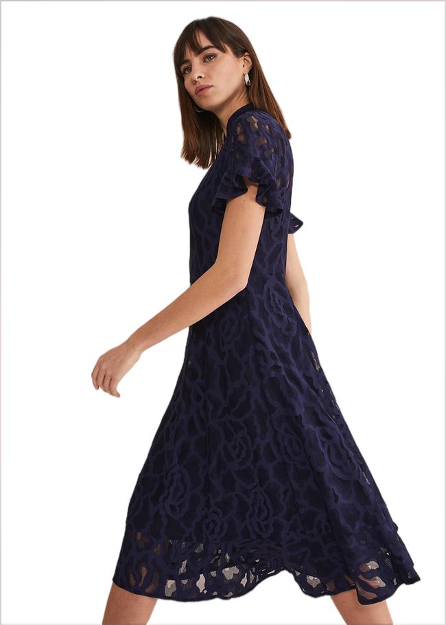  Lulu Lace Midi Dress Navy 221491351