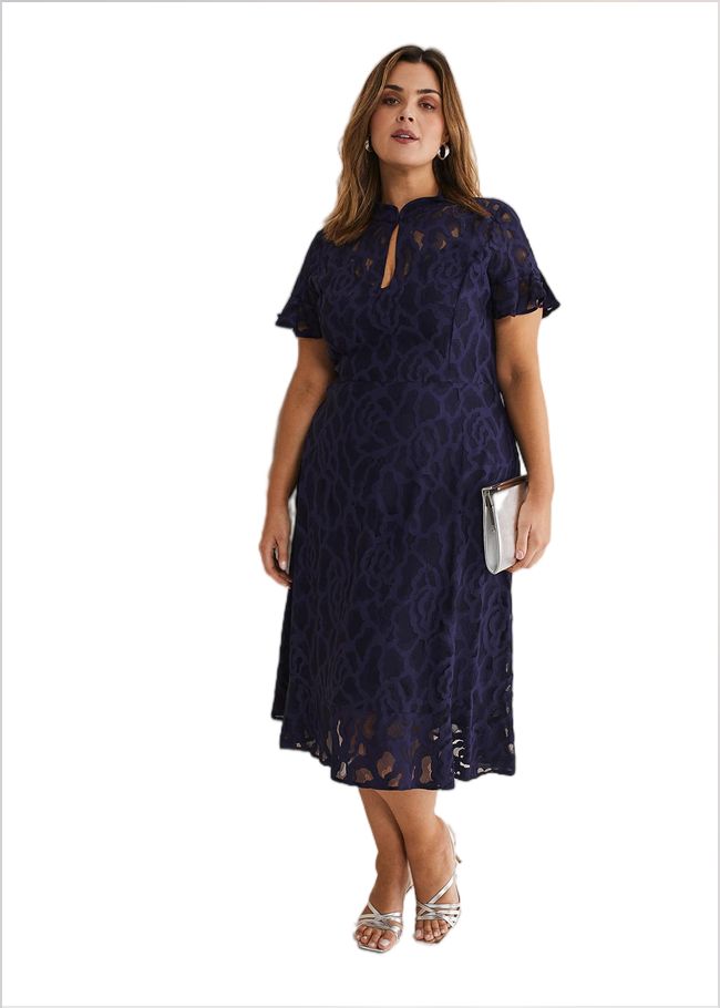  Lulu Lace Midi Dress Navy 221491351