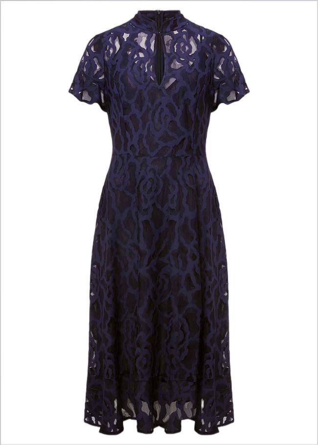  Lulu Lace Midi Dress Navy 221491351