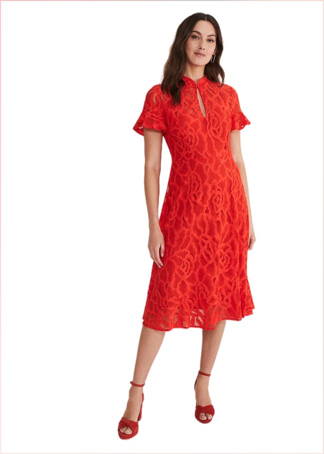  Lulu Lace Midi Dress Fire 221493240