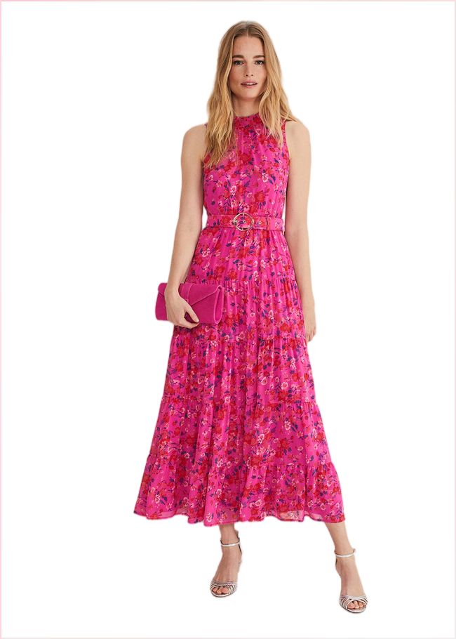  Kara Floral Tiered Maxi Dress Neon Pink 221494617