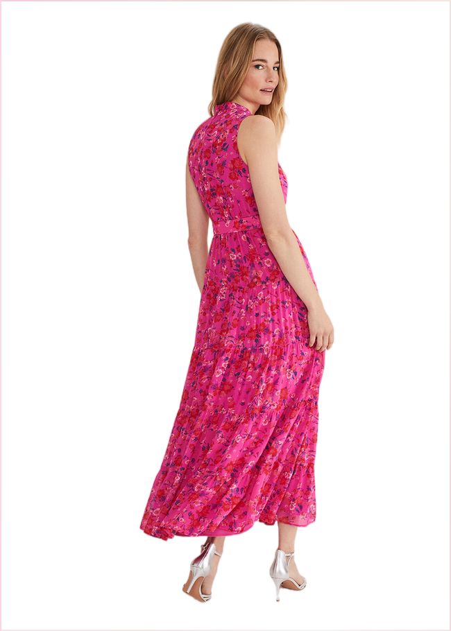  Kara Floral Tiered Maxi Dress Neon Pink 221494617