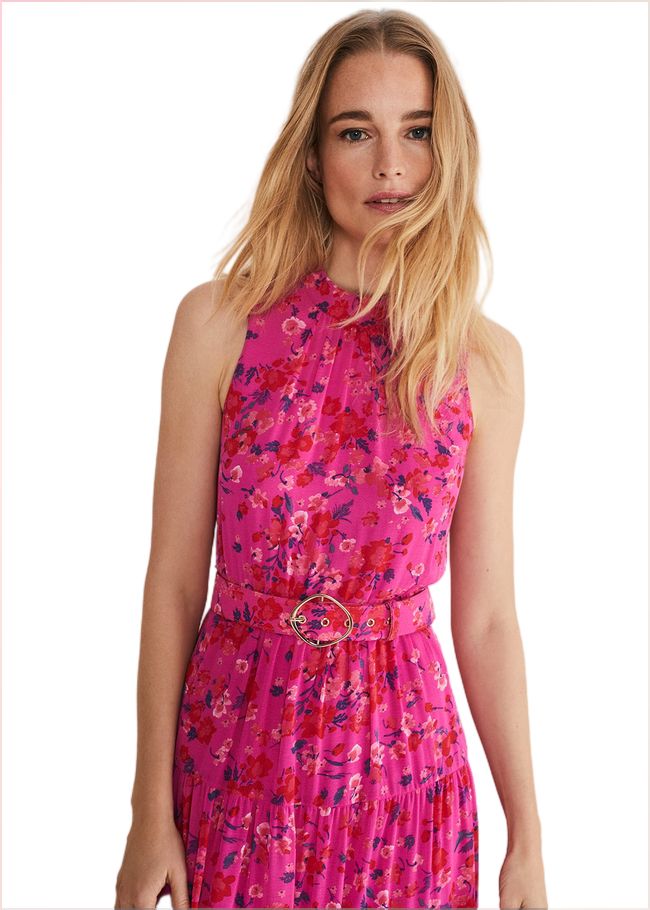  Kara Floral Tiered Maxi Dress Neon Pink 221494617