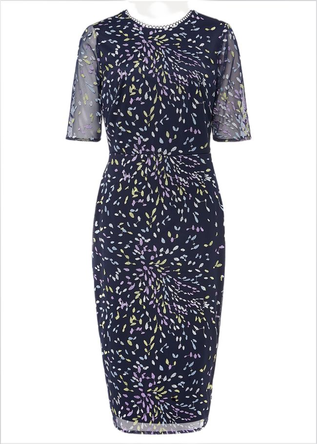  Aileena Embroidered Bodycon Midi Dress Navy/Multi 221499493