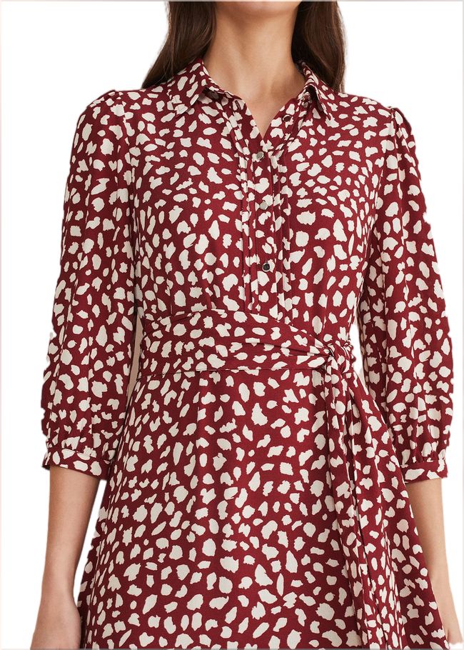  Este Polka Dot Shirt Midi Dress Dark Red 221507917